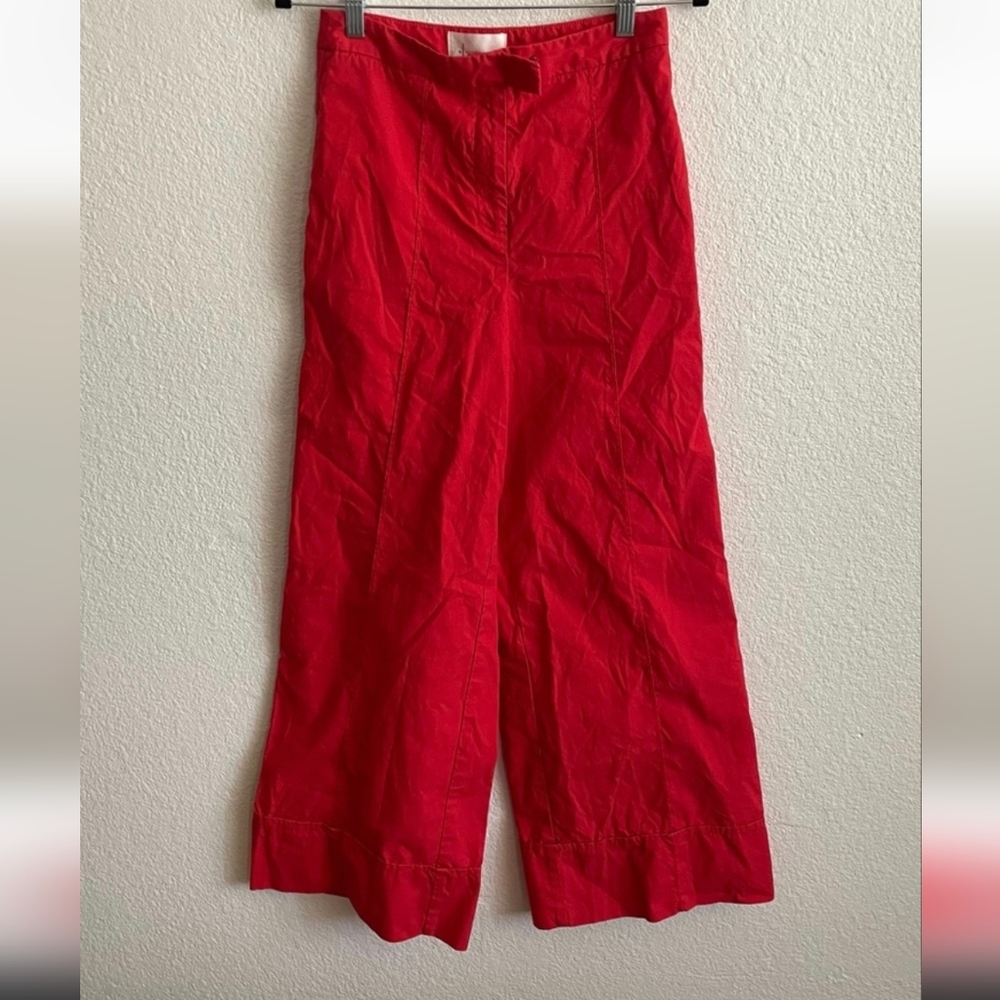 Anthropologie Red Wide Leg Pants